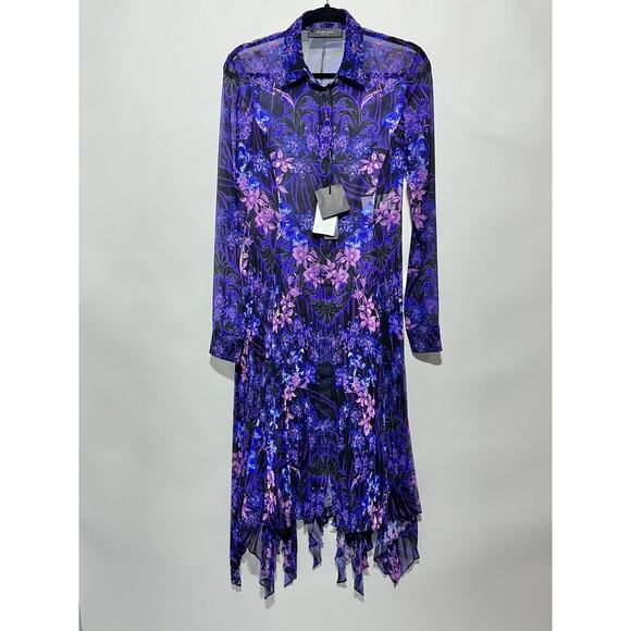 NWT Versace 40 US 4 Runway SS23 Plisse Dress All Over Orchid Purple $5,425 - Picture 6 of 16